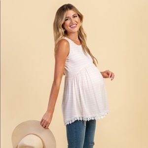 Pink striped baby doll maternity top